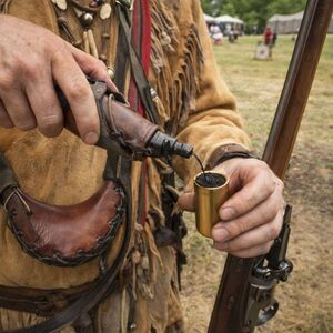Ricker Leather Powder Horn Flask Strap Black Powder Muzzleloader 13"